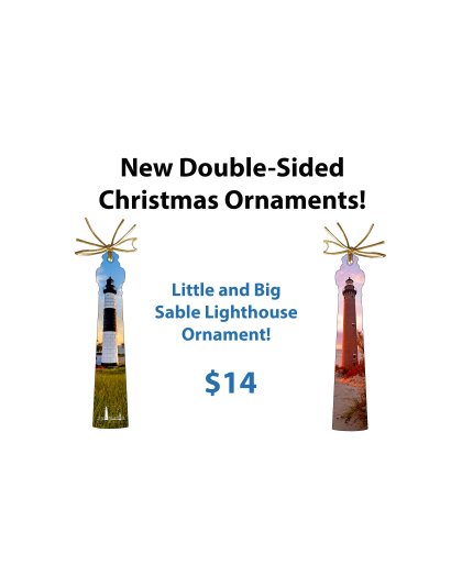 Double-Sided Christmas Ornament of the Little and Big Sable Lighthouses 