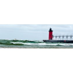 Man Against Lake Michigan - Panoramic