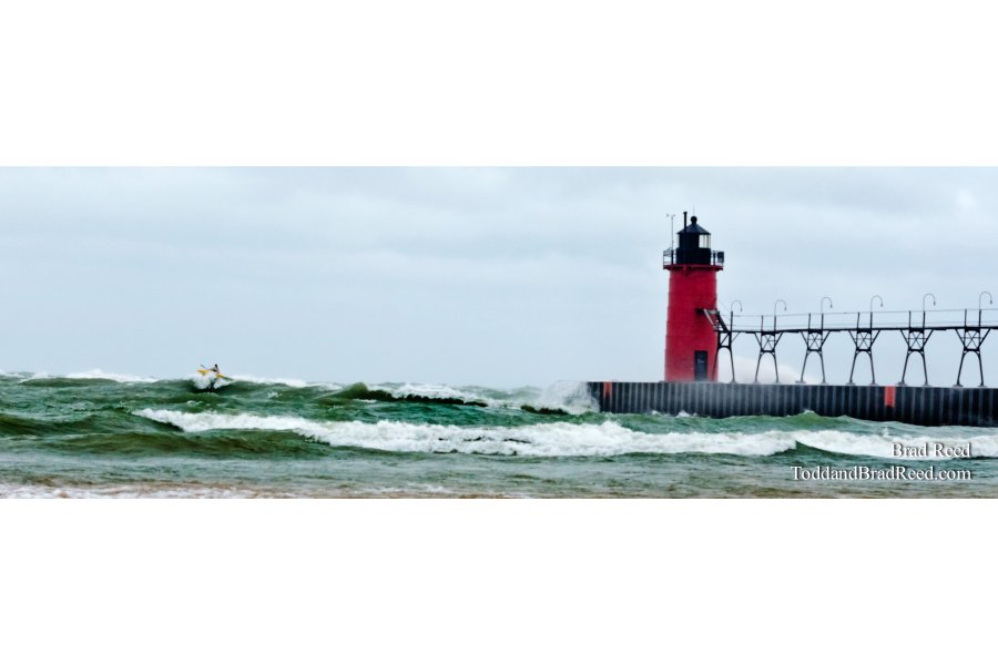 Man Against Lake Michigan - Panoramic