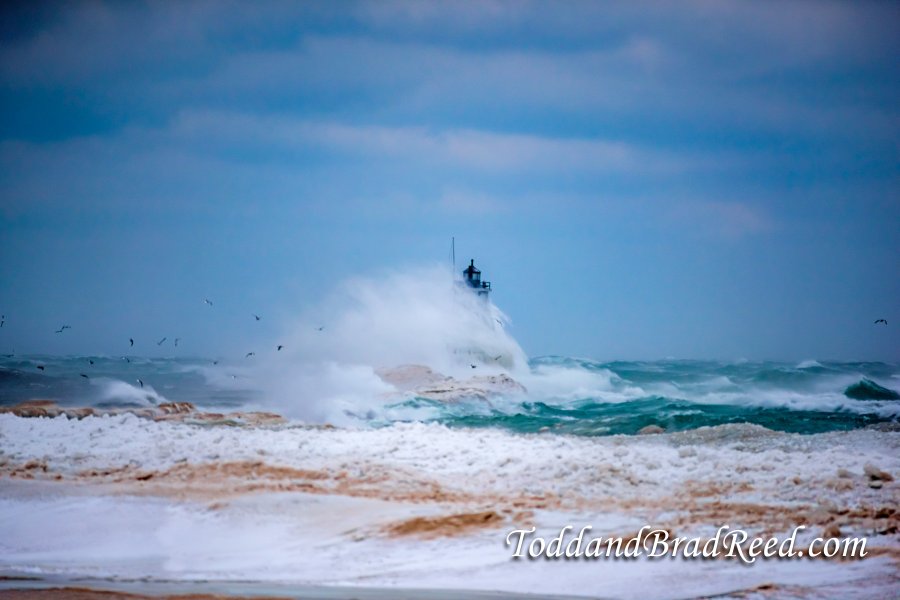 Ludington Lighthouse During Storm (4496)