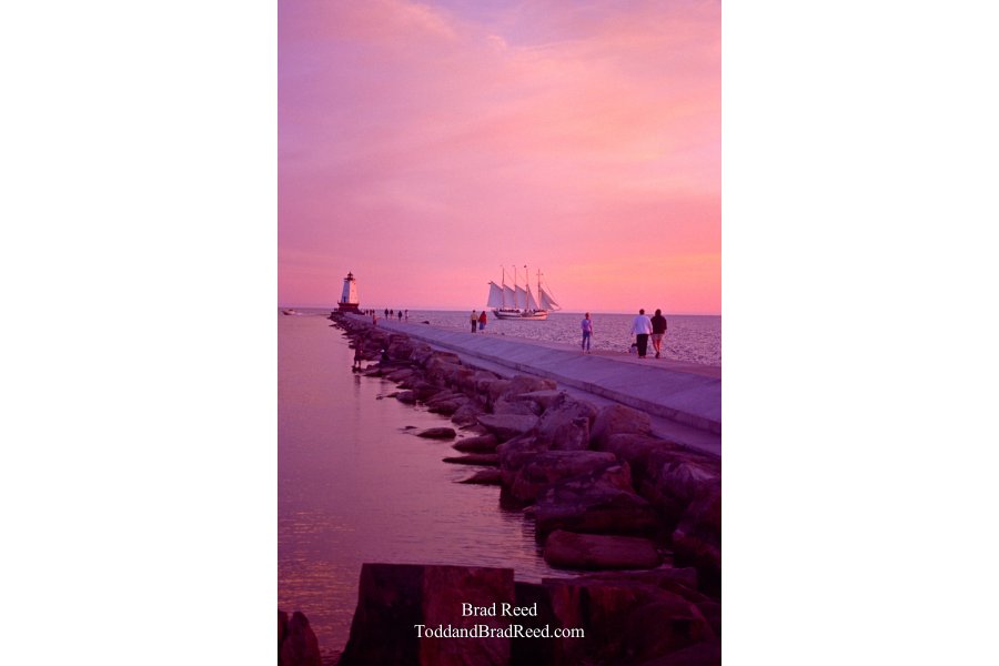 Tall Ship and Ludington Light Vertical (0030)